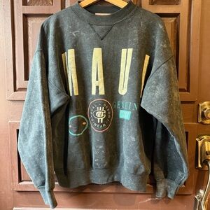 Vintage 80s Maui Graphic Crewneck Sweatshirt - Black Faded